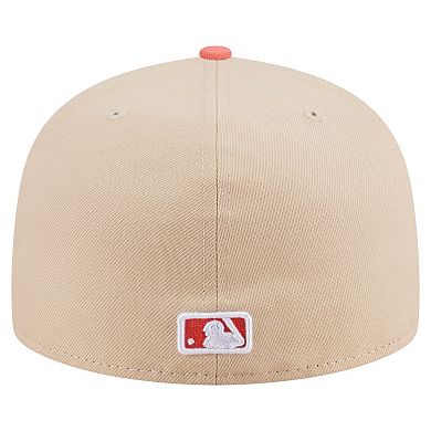 Men's New Era Light Beige/Coral Athletics Two-Tone Color Pack A-Frame 59FIFTY Fitted Hat