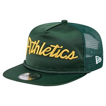 Men's New Era Green Athletics Retro Satin Script Golfer Adjustable Hat