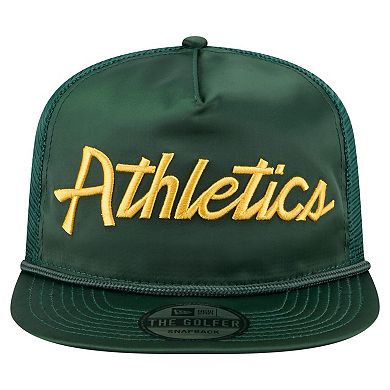 Men's New Era Green Athletics Retro Satin Script Golfer Adjustable Hat