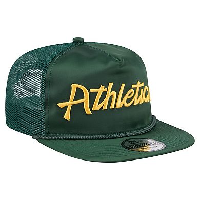 Men's New Era Green Athletics Retro Satin Script Golfer Adjustable Hat