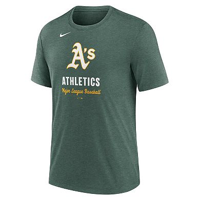 Men's Nike Heather Green Athletics Logo Tri-Blend T-Shirt