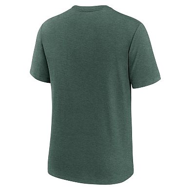 Men's Nike Heather Green Athletics Logo Tri-Blend T-Shirt