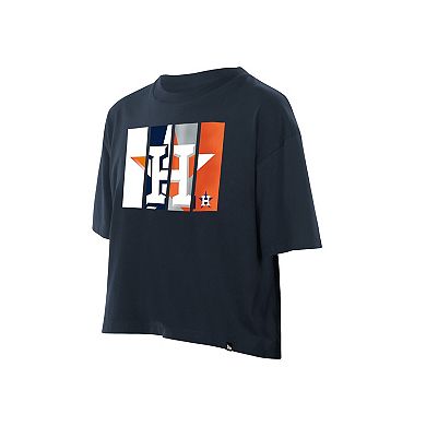 Women's New Era Navy Houston Astros Boxy Foil Logo T-Shirt