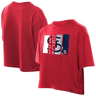 Women's New Era Red St. Louis Cardinals Boxy Foil Logo T-Shirt