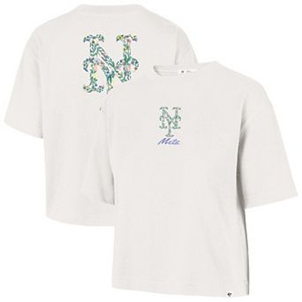Women's '47 Natural New York Mets Full Bloom Cropped T-Shirt