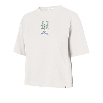 Women's '47 Natural New York Mets Full Bloom Cropped T-Shirt