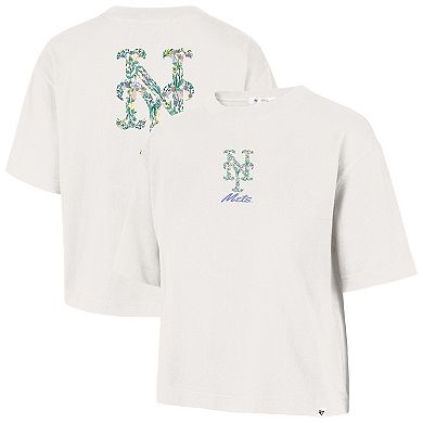 Women's '47 Natural New York Mets Full Bloom Cropped T-Shirt