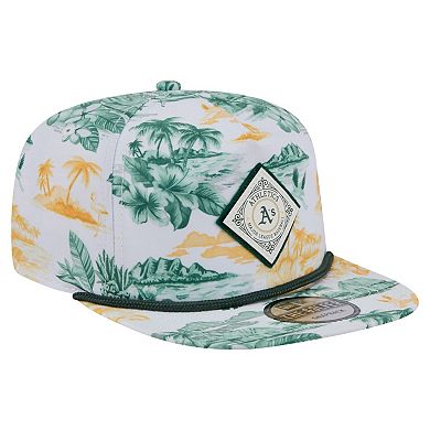 Men's New Era White Athletics Printed Island Golfer Snapback Hat