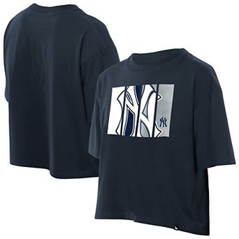 Women's New Era Navy New York Yankees Boxy Foil Logo T-Shirt