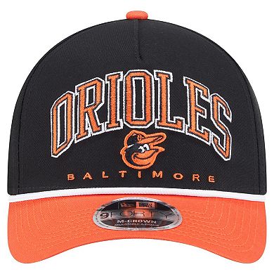 Men's New Era Black/Orange Baltimore Orioles Arch 9FORTY A-Frame M-Crown Adjustable Hat