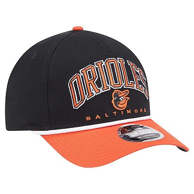 Men's New Era Black/Orange Baltimore Orioles Arch 9FORTY A-Frame M-Crown Adjustable Hat