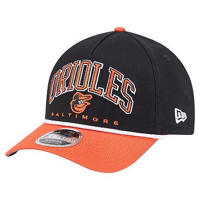Men's New Era Black/Orange Baltimore Orioles Arch 9FORTY A-Frame M-Crown Adjustable Hat