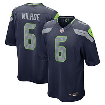 Men's Nike Jalen Milroe College Navy Seattle Seahawks 2025 NFL Draft Game Jersey