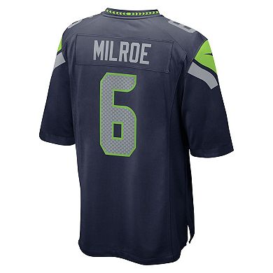 Men's Nike Jalen Milroe College Navy Seattle Seahawks 2025 NFL Draft Game Jersey