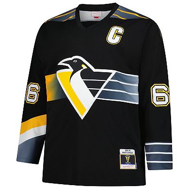 Men's Mitchell & Ness Mario Lemieux Black Pittsburgh Penguins 1996/97 Blue Line 2.0 Jersey