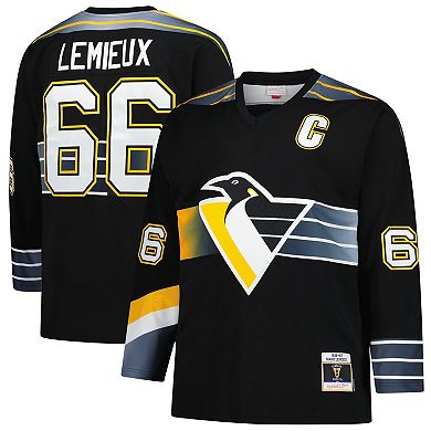 Men's Mitchell & Ness Mario Lemieux Black Pittsburgh Penguins 1996/97 Blue Line 2.0 Jersey