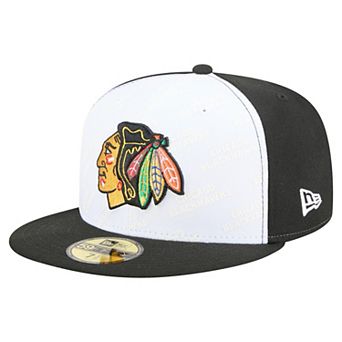 Men's New Era White/Black Chicago Blackhawks Repeat Two-Tone 59FIFTY Fitted Hat
