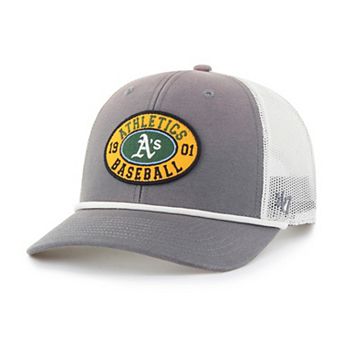 Men's '47 Gray/White Athletics Tide Sweep Rope Trucker Adjustable Hat