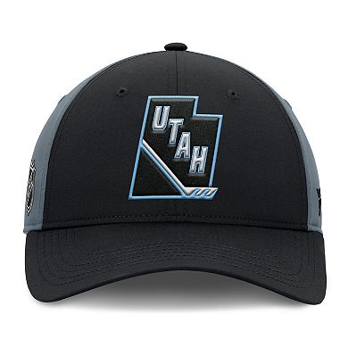 Men's Fanatics Black/Charcoal Utah Mammoth Utah Badge Adjustable Hat