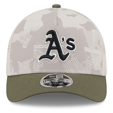 Men's New Era Light Beige/Olive Athletics 2025 Armed Forces Day 9FORTY M-Crown A-Frame Adjustable Hat