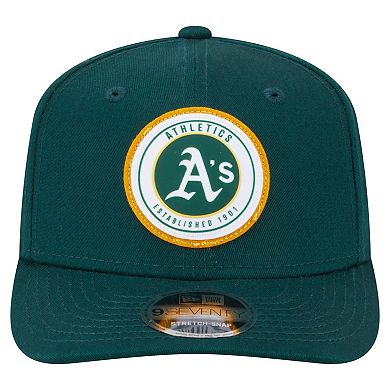 Men's New Era Kelly Green Athletics Circle Patch 9SEVENTY Stretch-Snap Hat