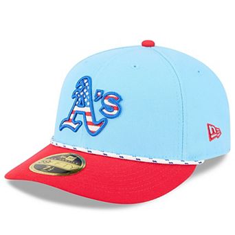 Men's New Era Light Blue/Red Athletics 2025 Fourth of July Low Profile 59FIFTY Fitted Hat