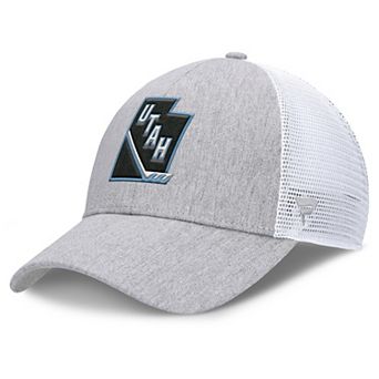 Men's Fanatics Gray/White Utah Mammoth Utah Badge Trucker Adjustable Hat
