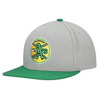 Men's Mitchell & Ness Gray Athletics Cooperstown Collection Basic Flip Snapback Hat