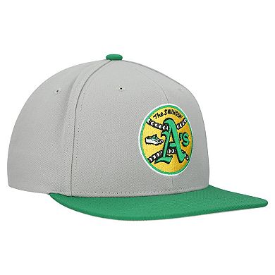 Men's Mitchell & Ness Gray Athletics Cooperstown Collection Basic Flip Snapback Hat