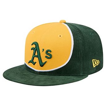Men's New Era Green/Gold Athletics Retro Split Corduroy Snapback Hat