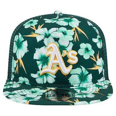 Men's New Era Green Athletics Adventure Pattern Golfer Trucker Snapback Hat