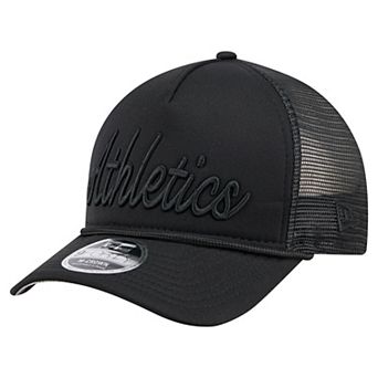 Men's New Era Black Athletics City Initial 9FORTY A-Frame M-Crown Adjustable Trucker Hat