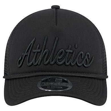 Men's New Era Black Athletics City Initial 9FORTY A-Frame M-Crown Adjustable Trucker Hat