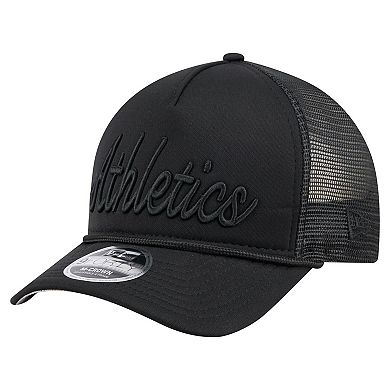 Men's New Era Black Athletics City Initial 9FORTY A-Frame M-Crown Adjustable Trucker Hat