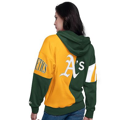 Women's Starter Green/Gold Athletics Curve Ball Full Zip Hoodie Sweatshirt
