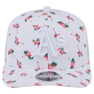 Men's New Era White Athletics Flamingo Mesh Back 9SEVENTY Stretch-Snap Hat