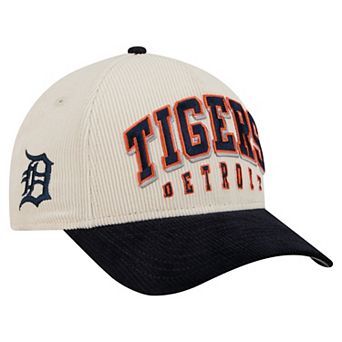 Men's New Era Cream/Navy Detroit Tigers Sided Corduroy 9FORTY A-Frame Adjustable Hat