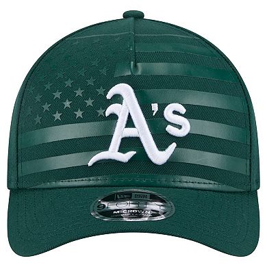 Men's New Era Green Athletics American Flag 9FORTY M-Crown A-Frame Adjustable Hat