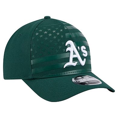 Men's New Era Green Athletics American Flag 9FORTY M-Crown A-Frame Adjustable Hat