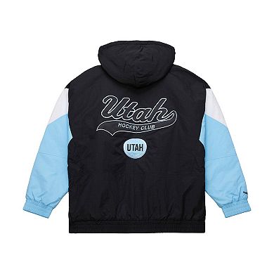 Men's Mitchell & Ness Black Utah Hockey Club Retro Anorak Half-Zip Jacket