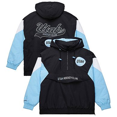 Men's Mitchell & Ness Black Utah Hockey Club Retro Anorak Half-Zip Jacket