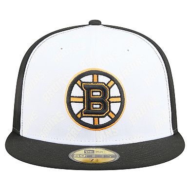 Men's New Era White/Black Boston Bruins Repeat Two-Tone 59FIFTY Fitted Hat
