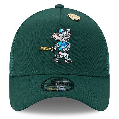 Men's New Era Green Athletics 2025 Big League Chew A-Frame 9FORTY Adjustable Trucker Hat