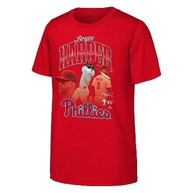 Youth Outerstuff Bryce Harper Red Philadelphia Phillies Triple Player Graphic T-Shirt