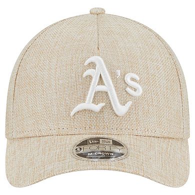 Men's New Era Beige Athletics Cotton Weave M-Crown A-Frame 9FORTY Adjustable Hat