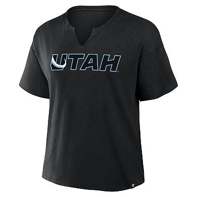 Women's Fanatics Black Utah Mammoth Combo Stadium Slub Boxy T-Shirt
