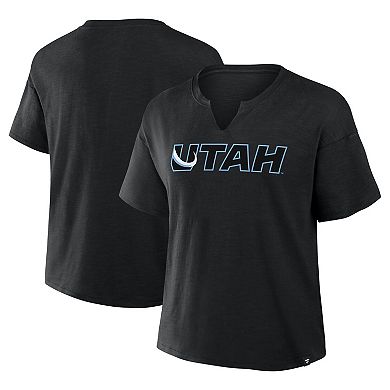 Women's Fanatics Black Utah Mammoth Combo Stadium Slub Boxy T-Shirt