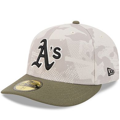 Men's New Era Light Beige/Olive Athletics 2025 Armed Forces Day 59FIFTY Fitted Hat