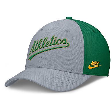 Men's Nike Gray/Green Athletics Rise Swoosh Performance Flex Hat