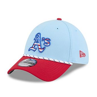 Men's New Era Light Blue/Red Athletics 2025 Fourth of July 39THIRTY Flex Hat